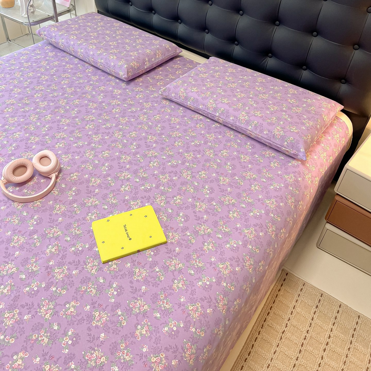 91家纺网 家纺一手货源 找家纺 欧妮家纺 2026新款老粗布床单凉席席子单床单 老粗布-紫韵繁花