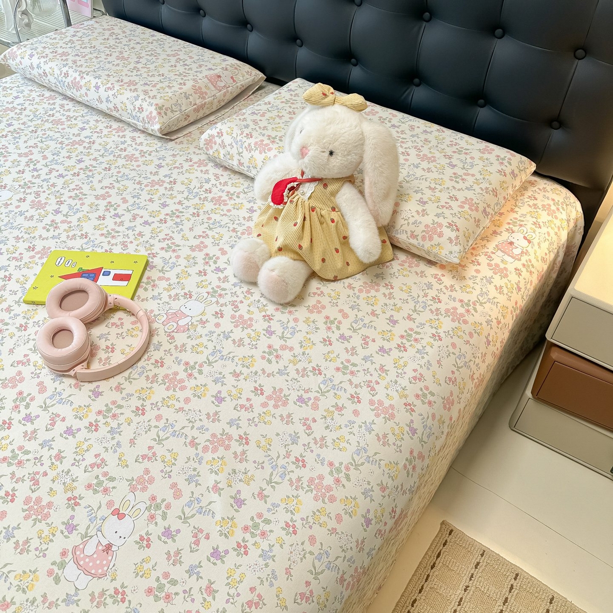 91家纺网 家纺一手货源 找家纺 欧妮家纺 2026新款老粗布床单凉席席子单床单 老粗布-兔子的花园