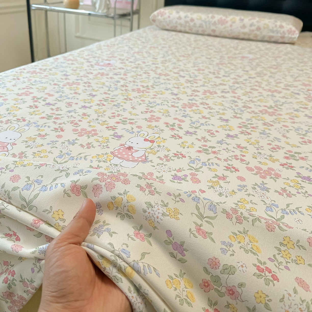 91家纺网 家纺一手货源 找家纺 欧妮家纺 2026新款老粗布床单凉席席子单床单 老粗布-兔子的花园