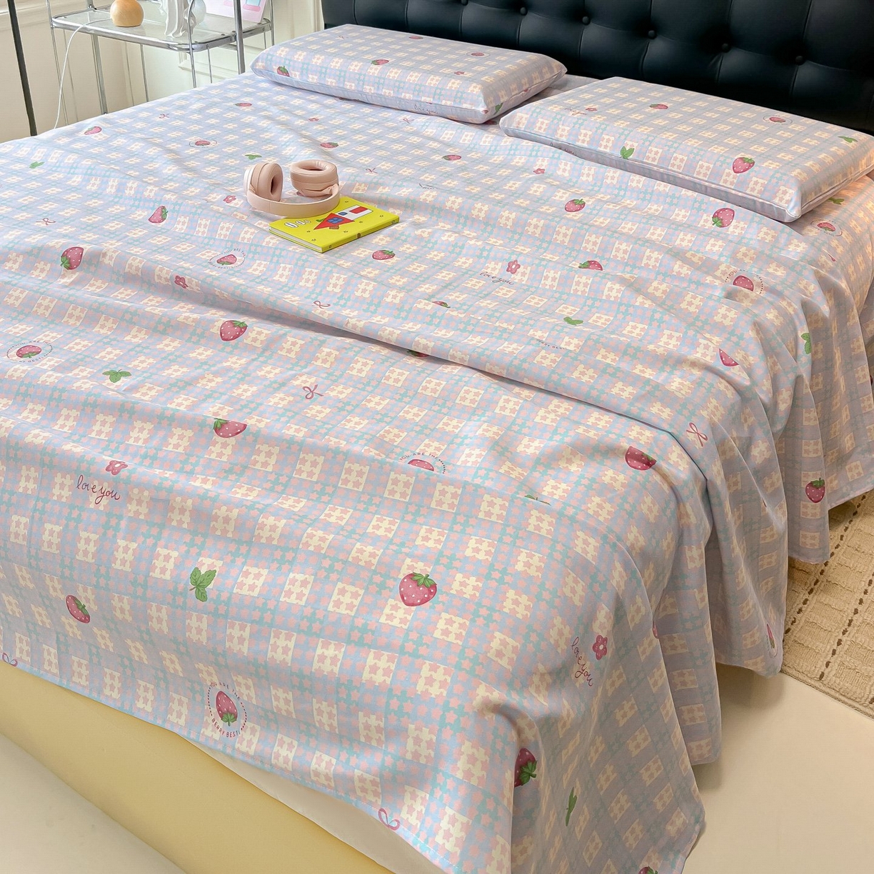 91家纺网 家纺一手货源 找家纺 欧妮家纺 2026新款老粗布床单凉席席子单床单 老粗布-有草莓的地方