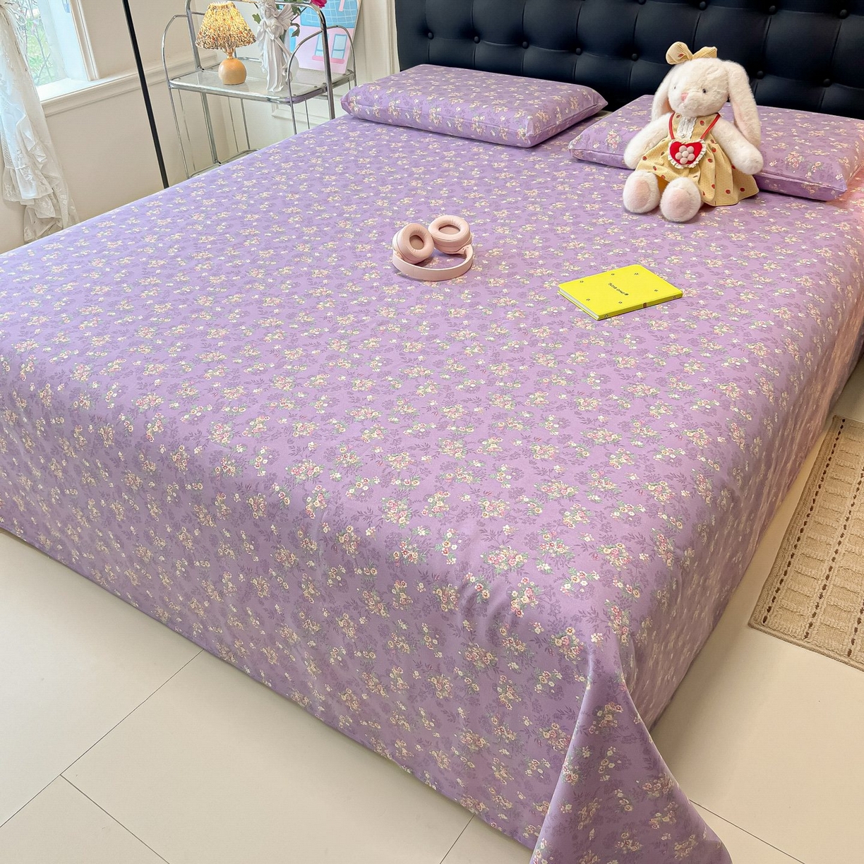 91家纺网 家纺一手货源 找家纺 欧妮家纺 2026新款老粗布床单凉席席子单床单 老粗布-紫韵繁花