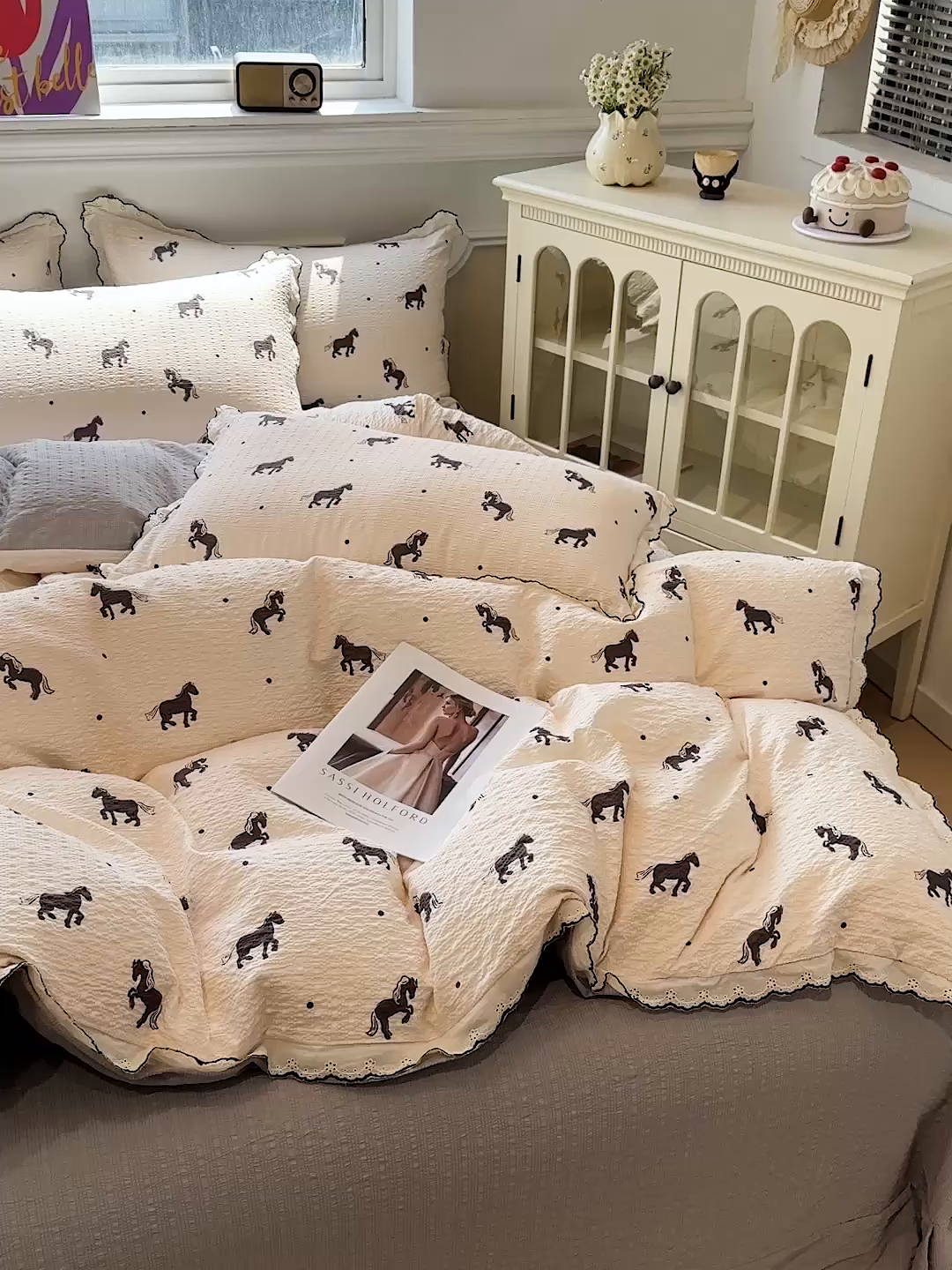 91家纺网 家纺一手货源 找家纺 仟网汇 2026新款法式花边泡芙纱四件套 小黑马