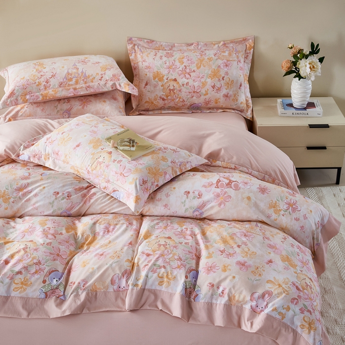 91家纺网 家纺一手货源 找家纺 （总）漫仙阁家纺 2026新款宽边四件套,粉萌乐园,蓝影清荷,青黛花影,清芷花境,甜兔花园,雾粉玫瑰,紫韵花藤