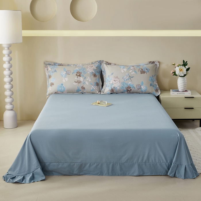 91家纺网 家纺一手货源 找家纺 漫仙阁家纺 2026新款宽边四件套 蓝影清荷