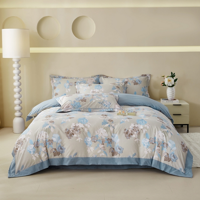 91家纺网 家纺一手货源 找家纺 漫仙阁家纺 2026新款宽边四件套 蓝影清荷