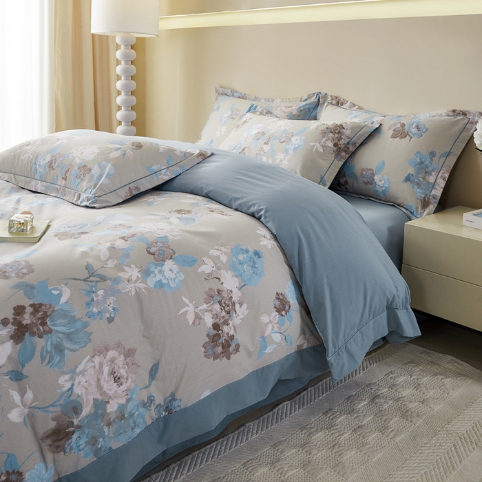 91家纺网 家纺一手货源 找家纺 漫仙阁家纺 2026新款宽边四件套 蓝影清荷