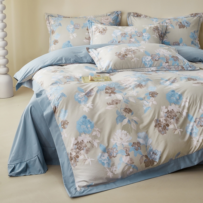 91家纺网 家纺一手货源 找家纺 漫仙阁家纺 2026新款宽边四件套 蓝影清荷