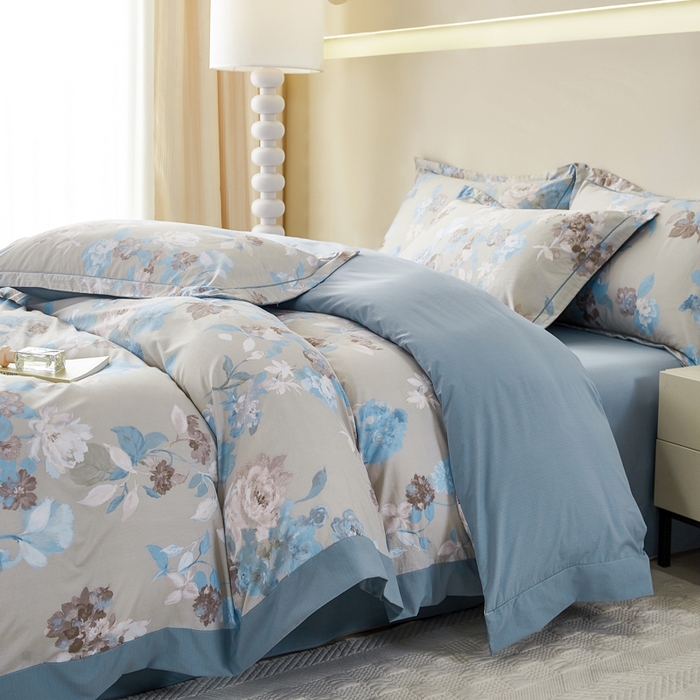 91家纺网 家纺一手货源 找家纺 漫仙阁家纺 2026新款宽边四件套 蓝影清荷