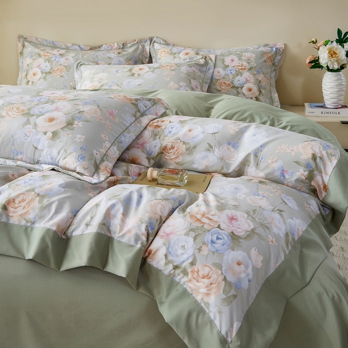 91家纺网 家纺一手货源 找家纺 漫仙阁家纺 2026新款宽边四件套 青黛花影