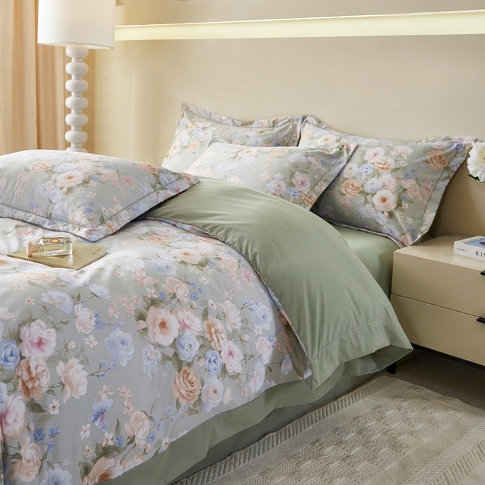 91家纺网 家纺一手货源 找家纺 漫仙阁家纺 2026新款宽边四件套 青黛花影