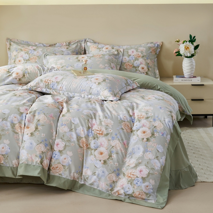 91家纺网 家纺一手货源 找家纺 漫仙阁家纺 2026新款宽边四件套 青黛花影