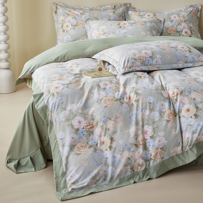 91家纺网 家纺一手货源 找家纺 漫仙阁家纺 2026新款宽边四件套 青黛花影