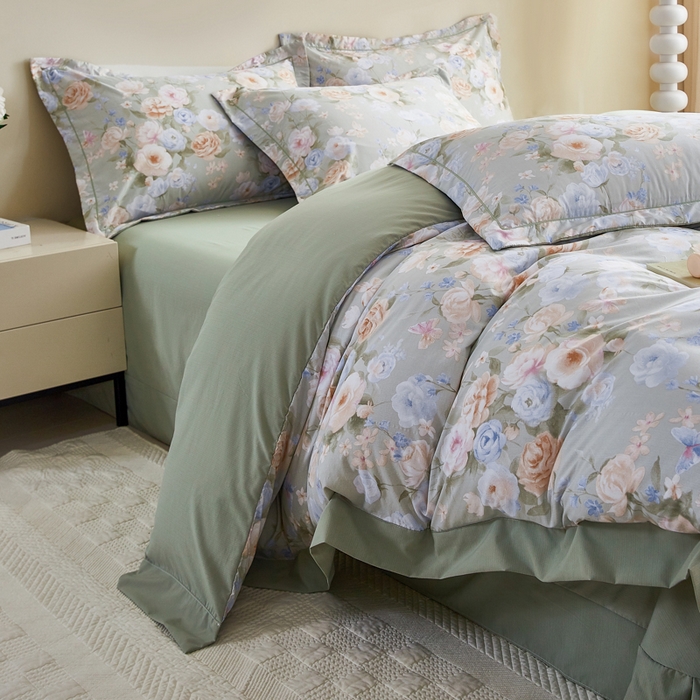 91家纺网 家纺一手货源 找家纺 漫仙阁家纺 2026新款宽边四件套 青黛花影