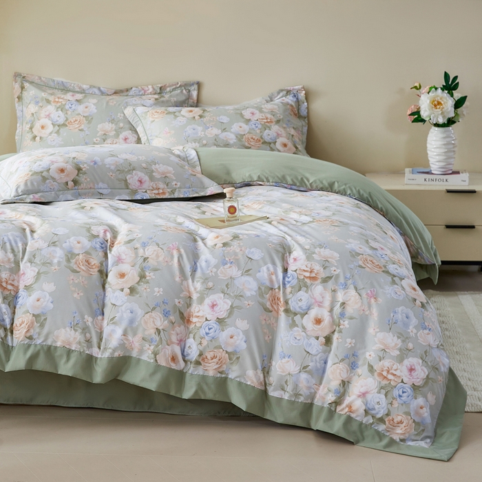 91家纺网 家纺一手货源 找家纺 漫仙阁家纺 2026新款宽边四件套 青黛花影