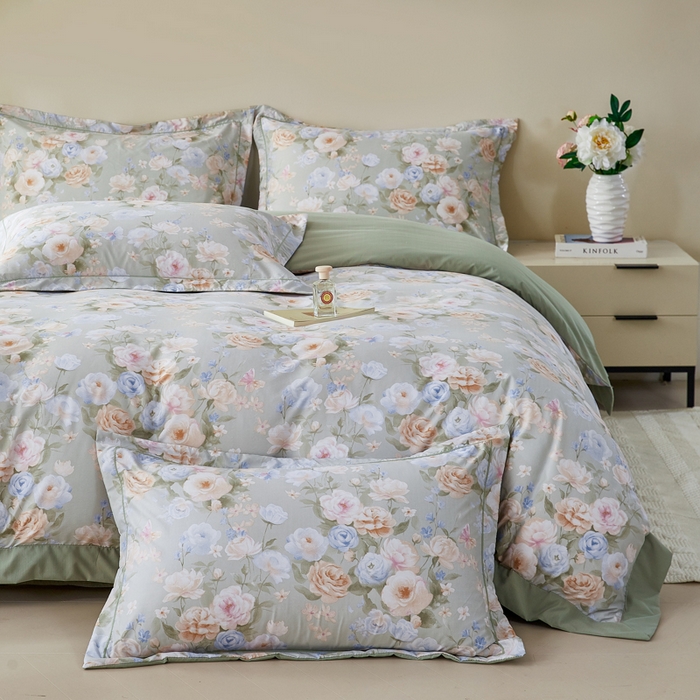 91家纺网 家纺一手货源 找家纺 漫仙阁家纺 2026新款宽边四件套 青黛花影