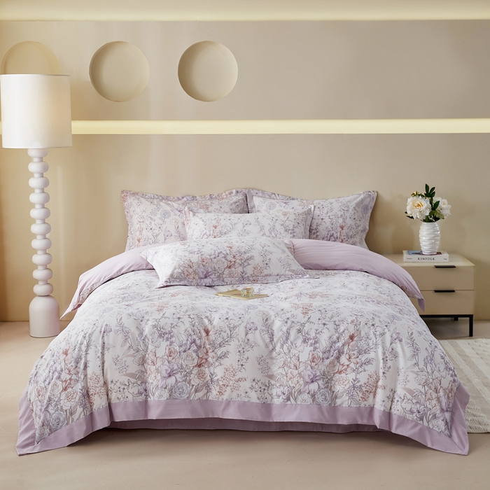 91家纺网 家纺一手货源 找家纺 漫仙阁家纺 2026新款宽边四件套 清芷花境