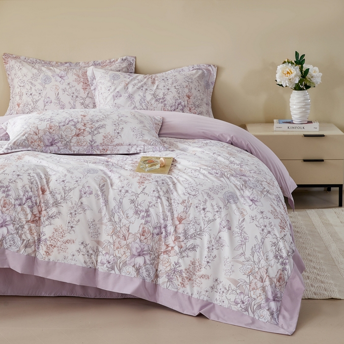 91家纺网 家纺一手货源 找家纺 漫仙阁家纺 2026新款宽边四件套 清芷花境