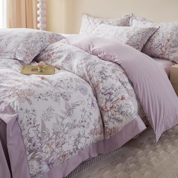 91家纺网 家纺一手货源 找家纺 漫仙阁家纺 2026新款宽边四件套 清芷花境