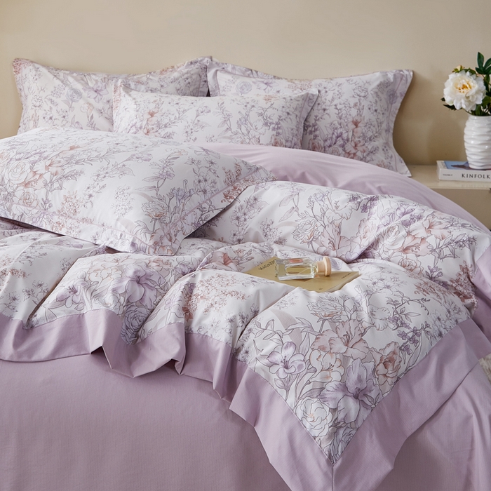 91家纺网 家纺一手货源 找家纺 漫仙阁家纺 2026新款宽边四件套 清芷花境