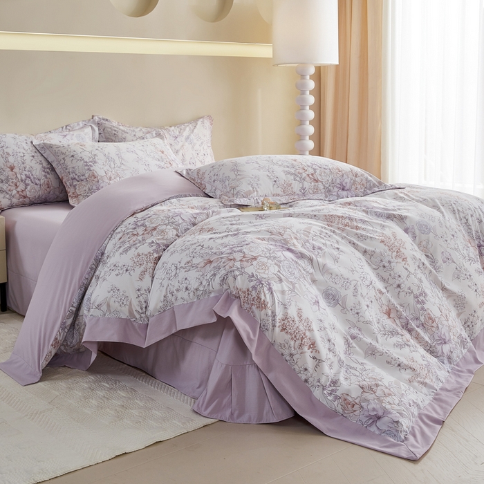 91家纺网 家纺一手货源 找家纺 漫仙阁家纺 2026新款宽边四件套 清芷花境