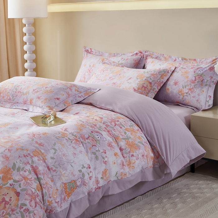 91家纺网 家纺一手货源 找家纺 漫仙阁家纺 2026新款宽边四件套 甜兔花园