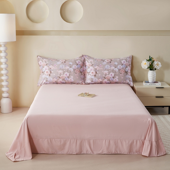 91家纺网 家纺一手货源 找家纺 漫仙阁家纺 2026新款宽边四件套 雾粉玫瑰