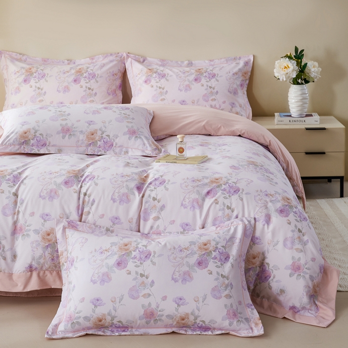 91家纺网 家纺一手货源 找家纺 漫仙阁家纺 2026新款宽边四件套 紫韵花藤