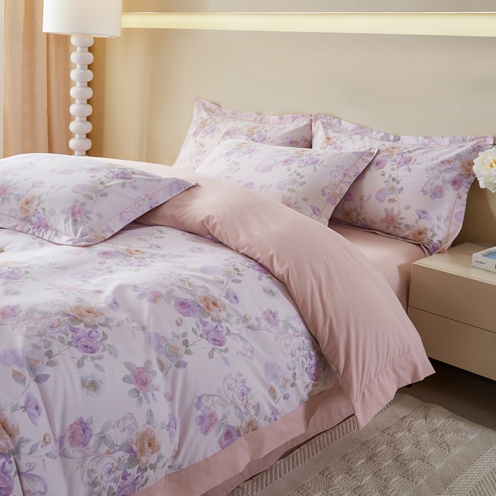 91家纺网 家纺一手货源 找家纺 漫仙阁家纺 2026新款宽边四件套 紫韵花藤