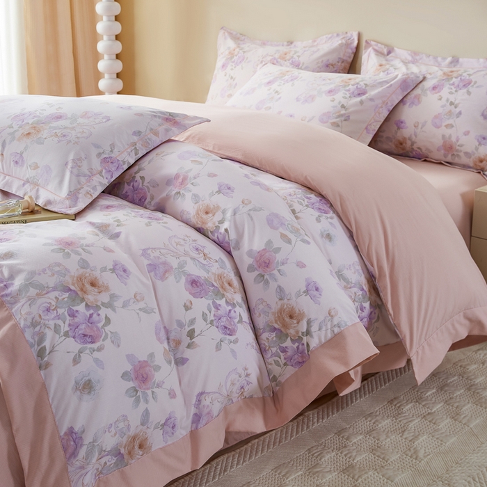 91家纺网 家纺一手货源 找家纺 漫仙阁家纺 2026新款宽边四件套 紫韵花藤