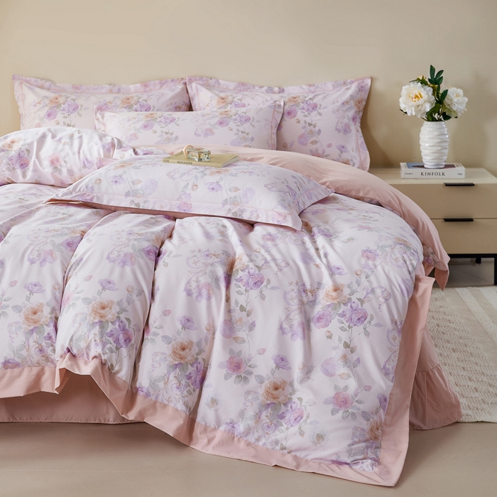 91家纺网 家纺一手货源 找家纺 漫仙阁家纺 2026新款宽边四件套 紫韵花藤