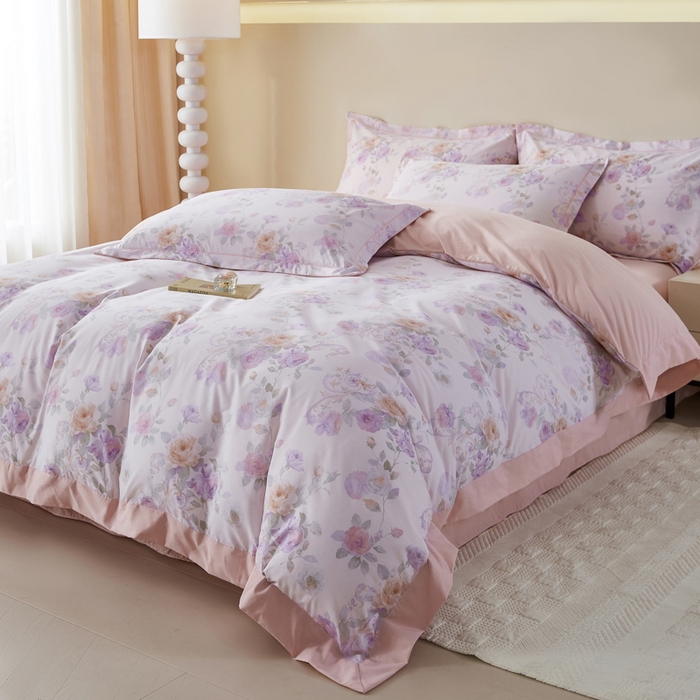 91家纺网 家纺一手货源 找家纺 漫仙阁家纺 2026新款宽边四件套 紫韵花藤