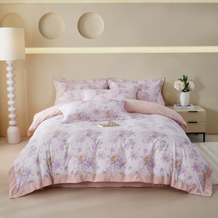 91家纺网 家纺一手货源 找家纺 漫仙阁家纺 2026新款宽边四件套 紫韵花藤