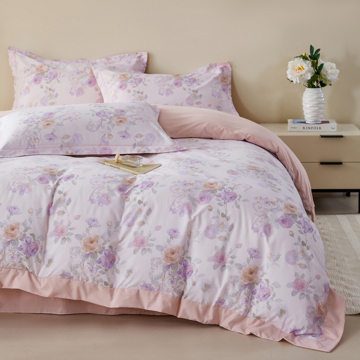 91家纺网 家纺一手货源 找家纺 漫仙阁家纺 2026新款宽边四件套 紫韵花藤