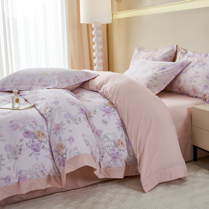 91家纺网 家纺一手货源 找家纺 漫仙阁家纺 2026新款宽边四件套 紫韵花藤