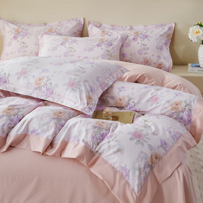 91家纺网 家纺一手货源 找家纺 漫仙阁家纺 2026新款宽边四件套 紫韵花藤