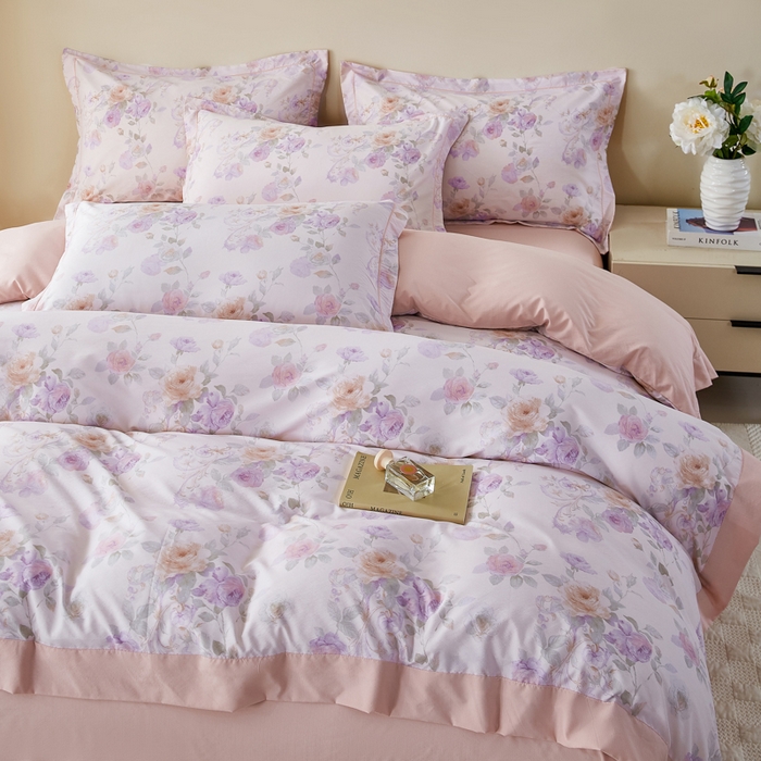 漫仙阁家纺 2026新款宽边四件套 紫韵花藤