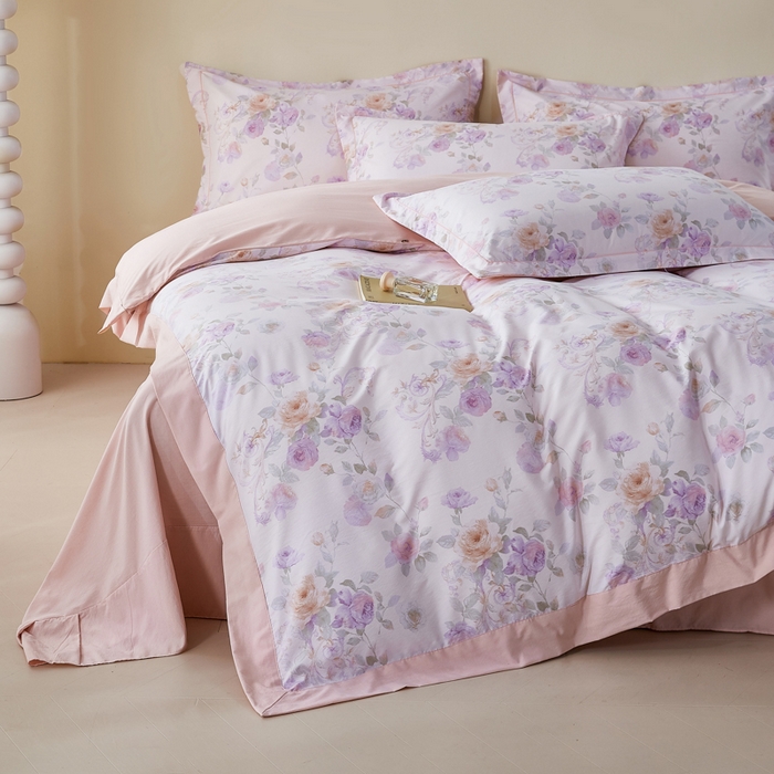 91家纺网 家纺一手货源 找家纺 漫仙阁家纺 2026新款宽边四件套 紫韵花藤