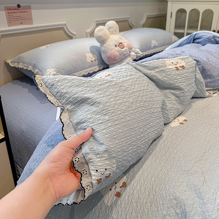 91家纺网 家纺一手货源 找家纺 仟网汇 2026新款法式花边泡芙纱四件套 云朵