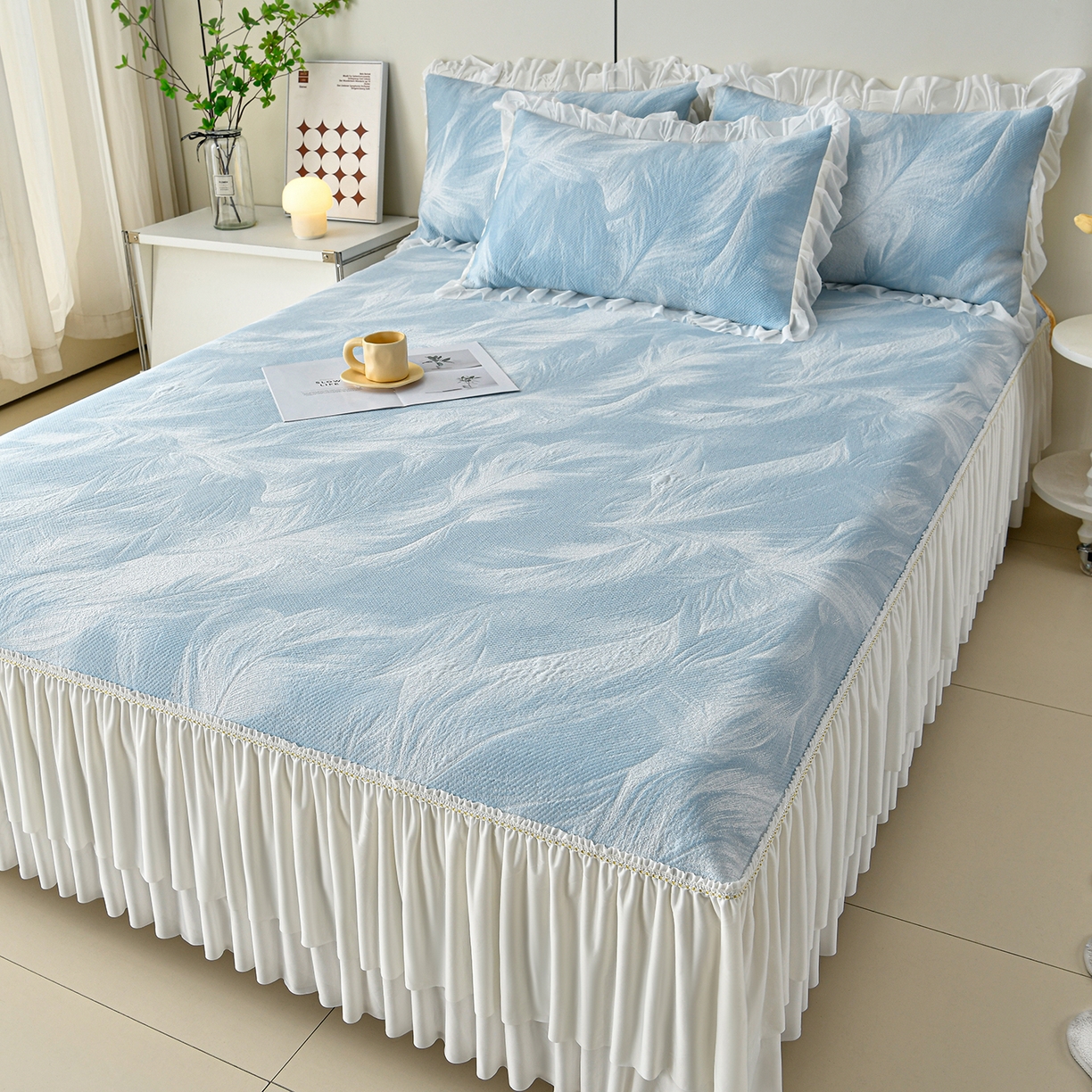 91家纺网 家纺一手货源 找家纺 （总）民新家纺 2026新款3D立体冰豆豆凉席席子床裙三件套