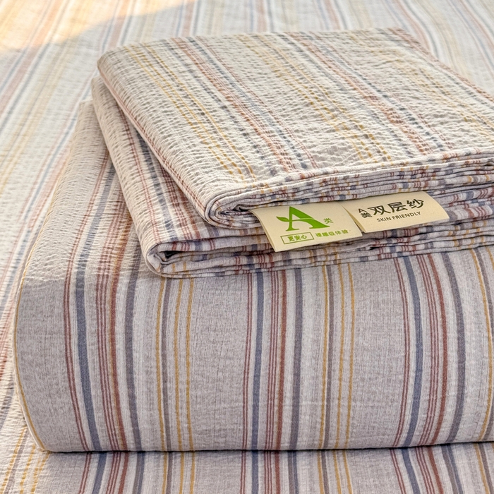 91家纺网 家纺一手货源 找家纺 （总）丝芙妮家居 2026春夏新款皱皱棉双层纱泡芙棉床单 床单单件