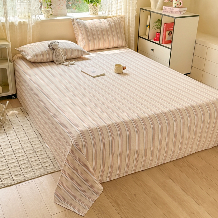 91家纺网 家纺一手货源 找家纺 （总）丝芙妮家居 2026春夏新款皱皱棉双层纱泡芙棉床单 床单单件