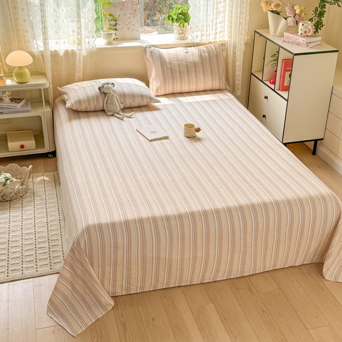 91家纺网 家纺一手货源 找家纺 （总）丝芙妮家居 2026春夏新款皱皱棉双层纱泡芙棉床单 床单单件