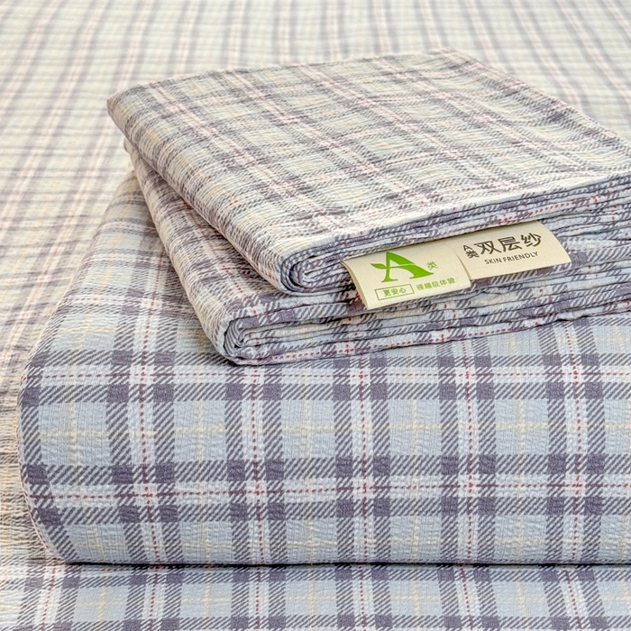 91家纺网 家纺一手货源 找家纺 （总）丝芙妮家居 2026春夏新款皱皱棉双层纱泡芙棉床单 床单单件