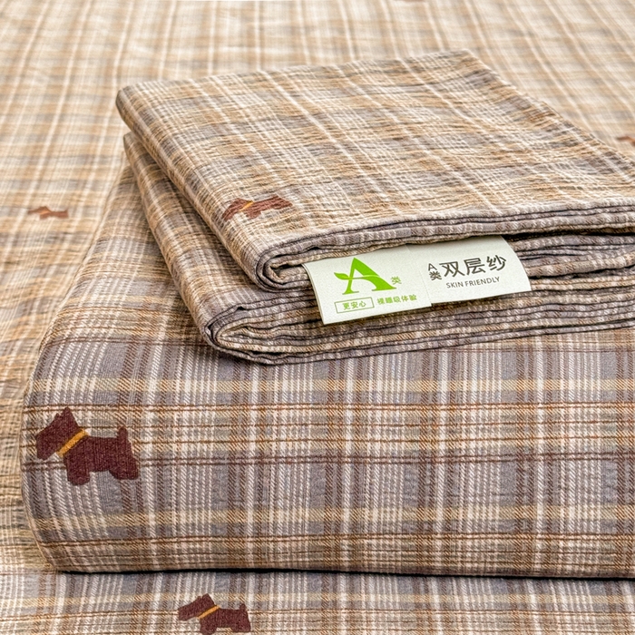 91家纺网 家纺一手货源 找家纺 （总）丝芙妮家居 2026春夏新款皱皱棉双层纱泡芙棉床单 床单单件