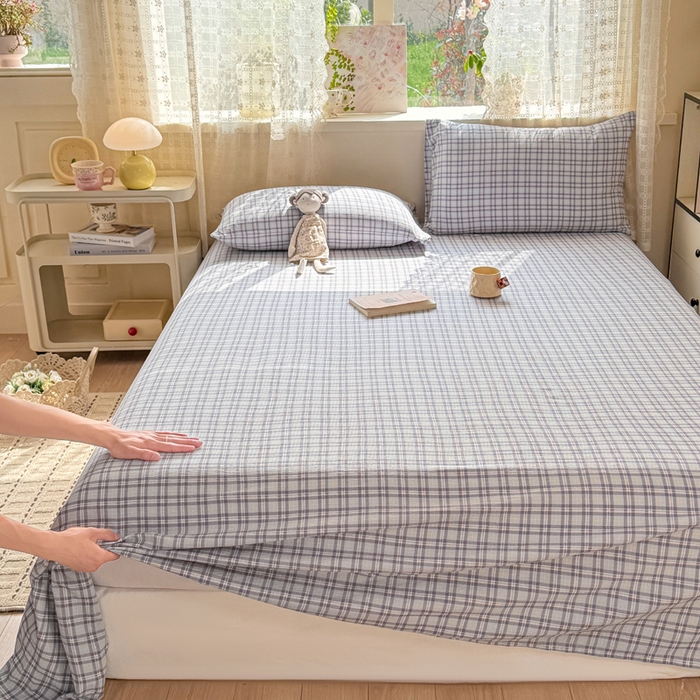 91家纺网 家纺一手货源 找家纺 丝芙妮家居 2026春夏新款皱皱棉双层纱泡芙棉床单 床单单件 怀旧-兰