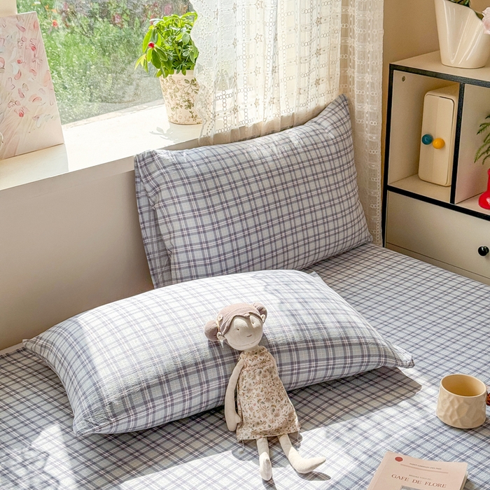 91家纺网 家纺一手货源 找家纺 丝芙妮家居 2026春夏新款皱皱棉双层纱泡芙棉床单 床单单件 怀旧-兰