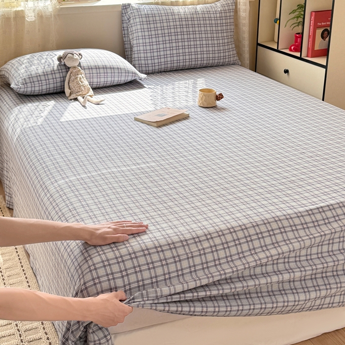 91家纺网 家纺一手货源 找家纺 丝芙妮家居 2026春夏新款皱皱棉双层纱泡芙棉床单 床单单件 怀旧-兰