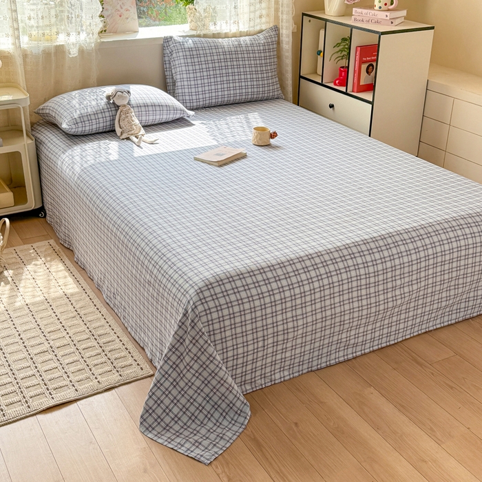 91家纺网 家纺一手货源 找家纺 丝芙妮家居 2026春夏新款皱皱棉双层纱泡芙棉床单 床单单件 怀旧-兰