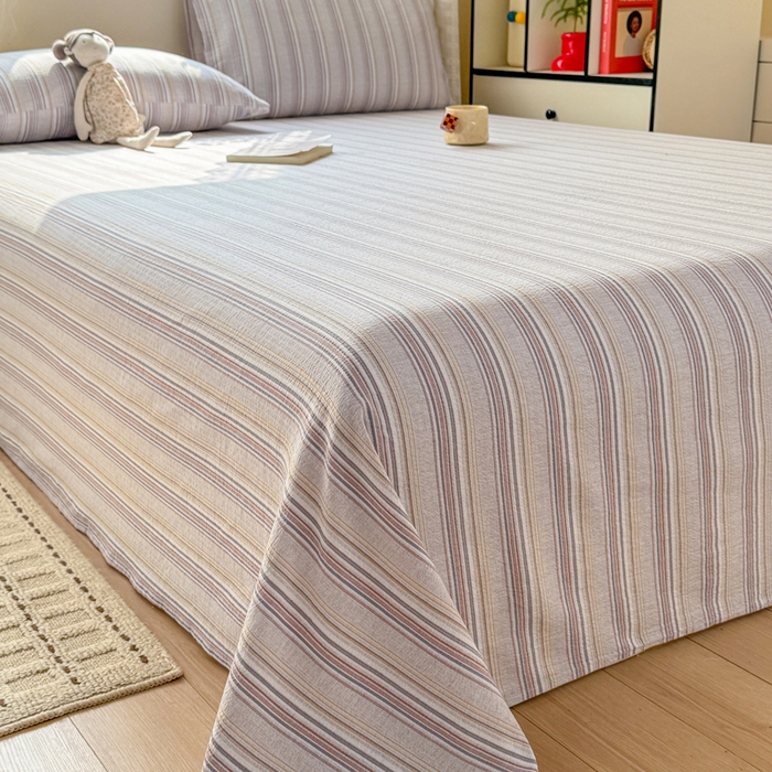 91家纺网 家纺一手货源 找家纺 丝芙妮家居 2026春夏新款皱皱棉双层纱泡芙棉床单 床单单件 晨光-灰