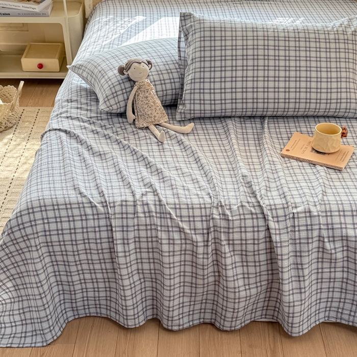 91家纺网 家纺一手货源 找家纺 丝芙妮家居 2026春夏新款皱皱棉双层纱泡芙棉床单 床单单件 怀旧-兰